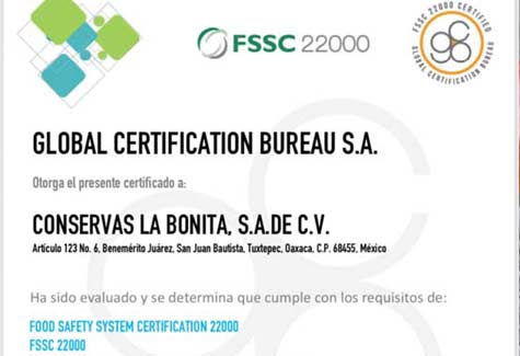 certificación de conservas la bonita